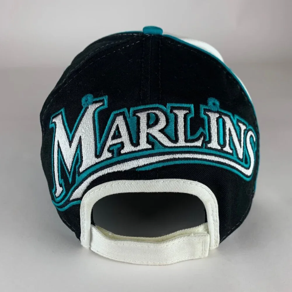 Florida Marlins MLB Vintage White Black New Era Strapback Adjustable Hat